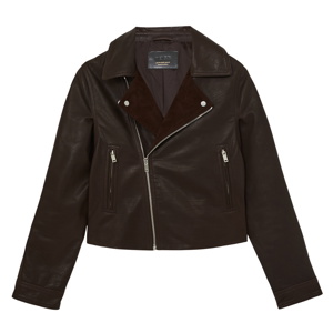 REISS Lidia Suede-Lapel Leather Biker Jacket
